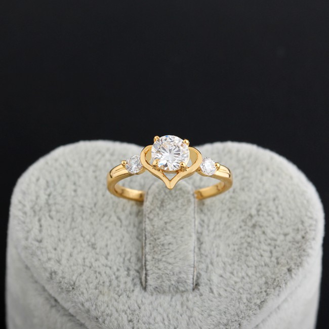 Nhẫn đồng mạ vàng 18K hình trái tim xinh xắn