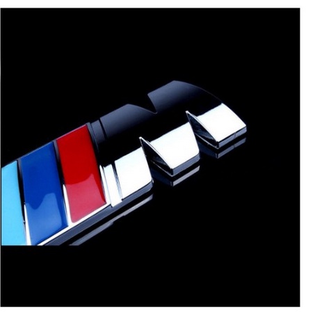 Tem kim loại kẽm chữ M 3D  logo nổi dán trang trí xe hơi ô tô BMW Series 3 5 7 X1 X3 X5