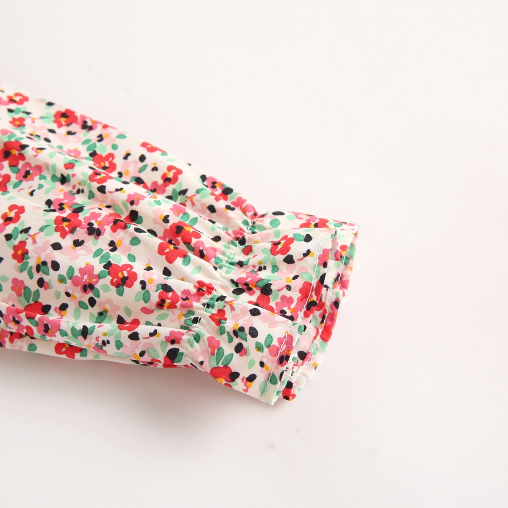 Áo liền quần Sanlutoz vải cotton in hoa dài tay thời trang mùa thu cho bé gái