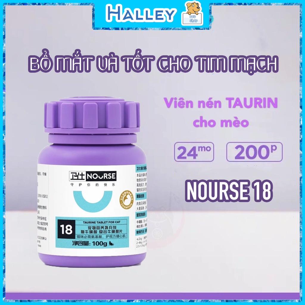 [ 1 VIÊN ] - NOURSE 18 HỖ TRỢ TIM MẠCH VÀ SẠCH MẮT, CUNG CẤP TAURINE - HALLEY