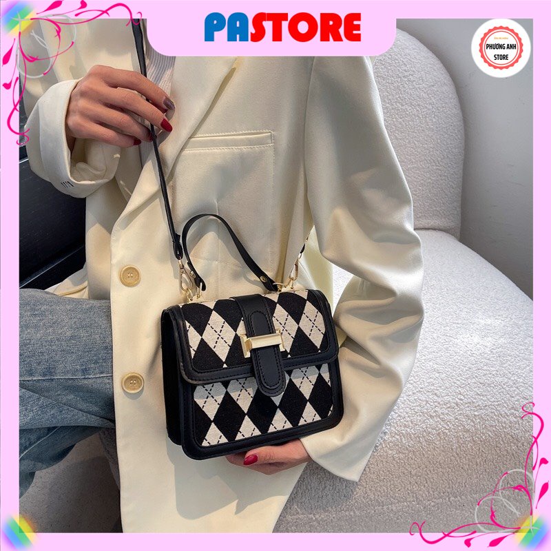 Túi xách nữ đeo chéo, họa tiết caro, chất liệu cao cấp, hot trend 2022 PHUONGANHSTORE.