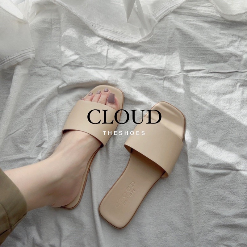 Dép bệt nữ CL quai ngang da trơn bản to basic – Cloud The Shoes