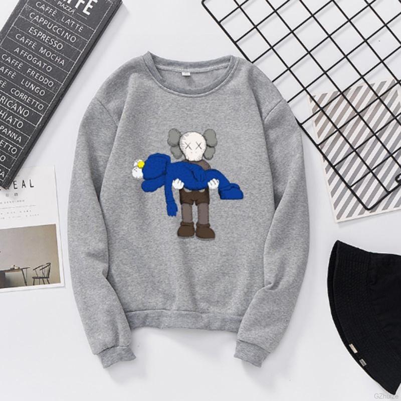 Áo Sweater cổ tròn in hình Kaws Sesame Street thời trang thu đông cho các cặp đôi
