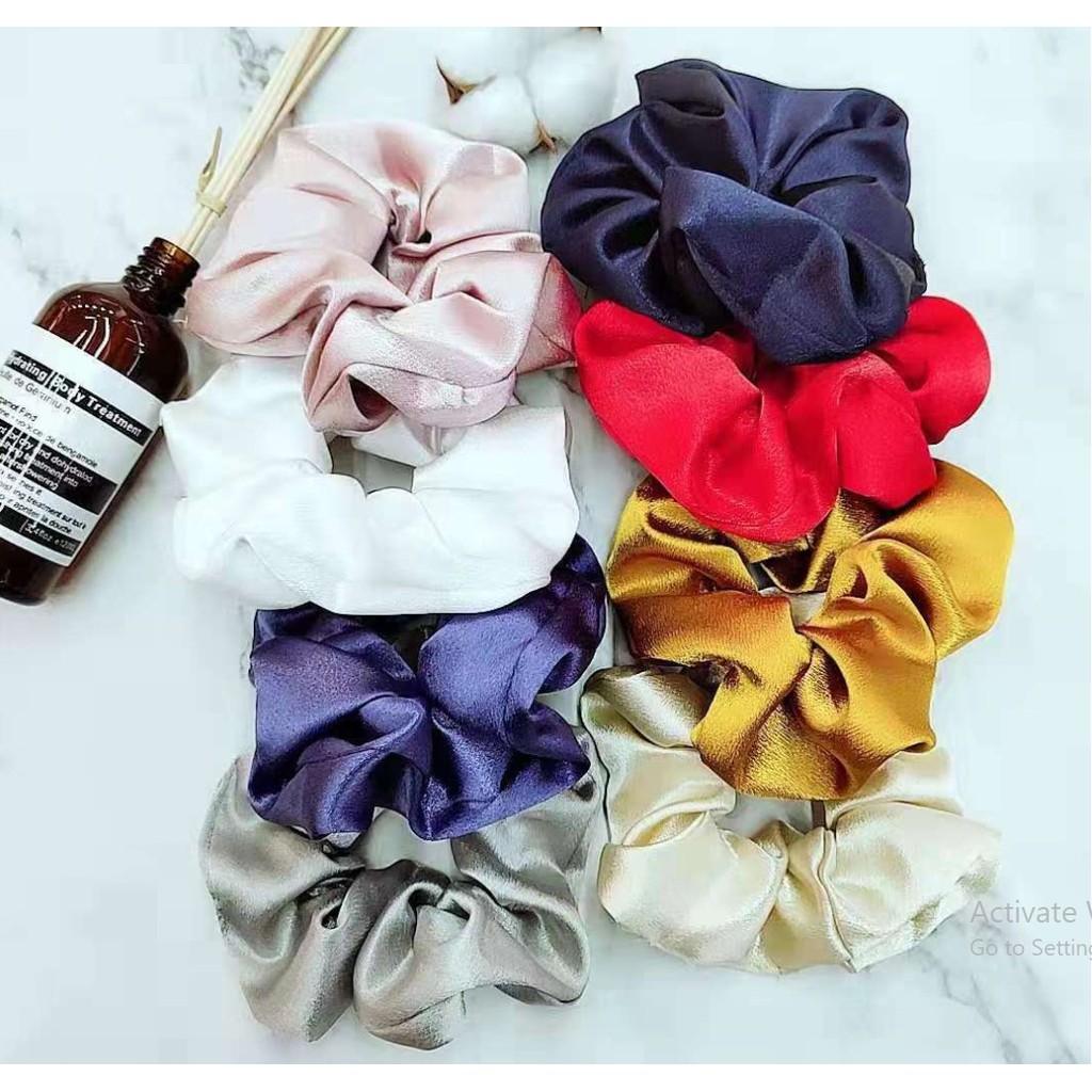 cột tóc vải scrunchies buộc tóc vải trơn bóng loại đẹp hot trend PK18