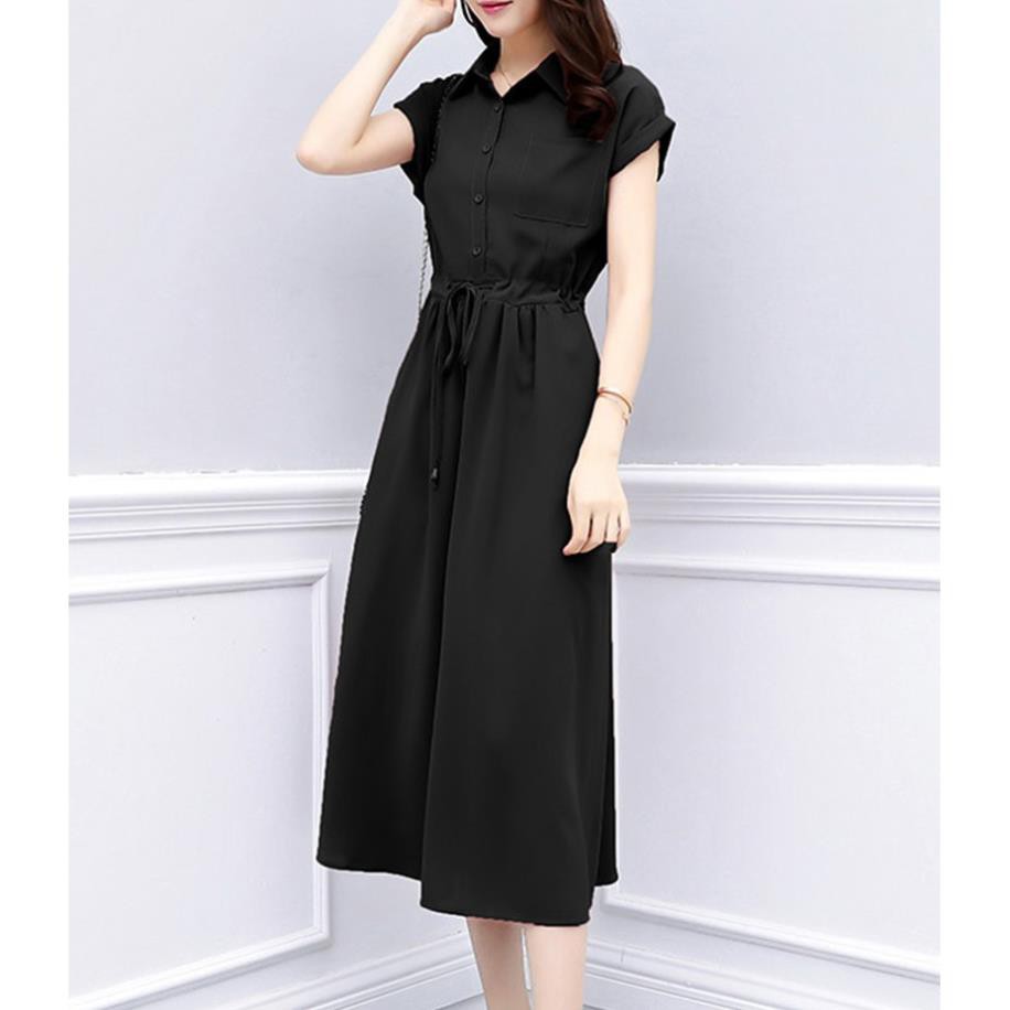 VÁY SƠ MI ĐEN | VÁY CÔNG SỞ ĐẦM DÁNG XÒE | ĐẦM SANG CHẢNH | BigBuy360 - bigbuy360.vn