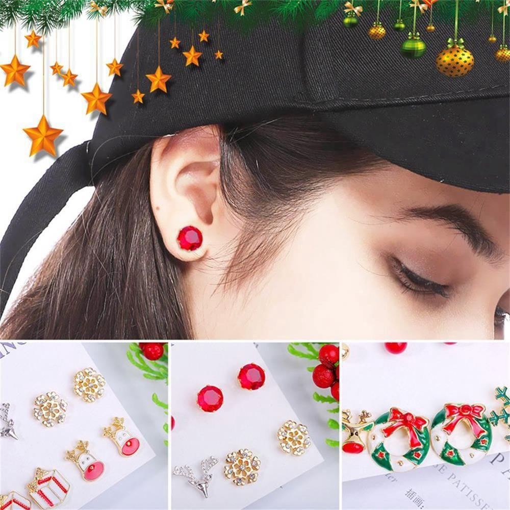 Set 6 Đôi Bông Tai Chủ Đề Giáng Sinh Đáng Yêu|Khuyên Tai Nữ Trang Tạo Hình Độc Đáo