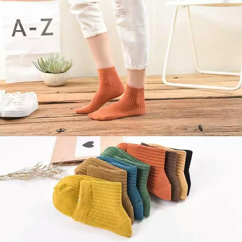 combo 5 đôi tất cổ cao nữ gân