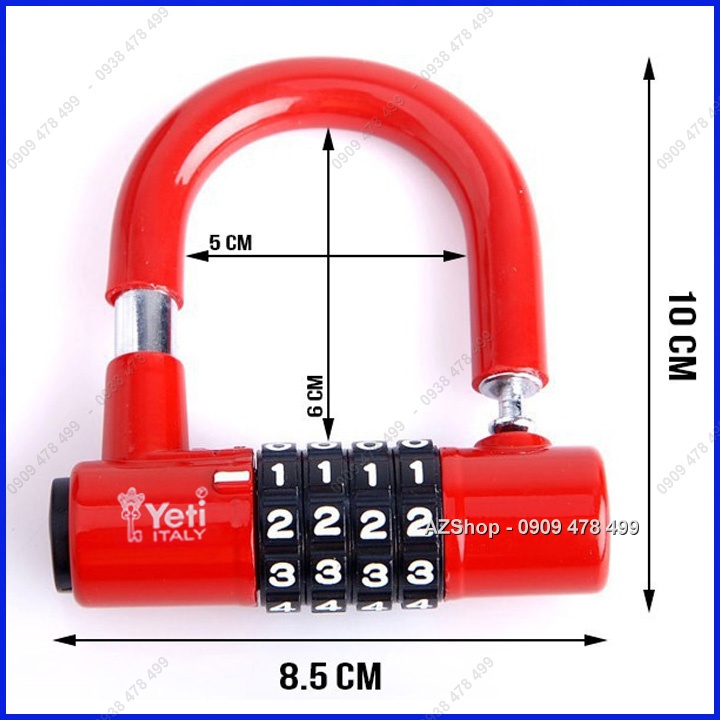 Khóa Cổng Mã Số Chọn 4 Số Chính Hãng Yeti - Thép Bọc Nhựa -  6200.3