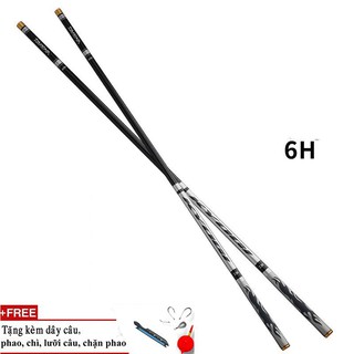 Cần câu tay 6h dawa 6.3m xám tặng cước,phao,lưỡi,chì đồ câu 99