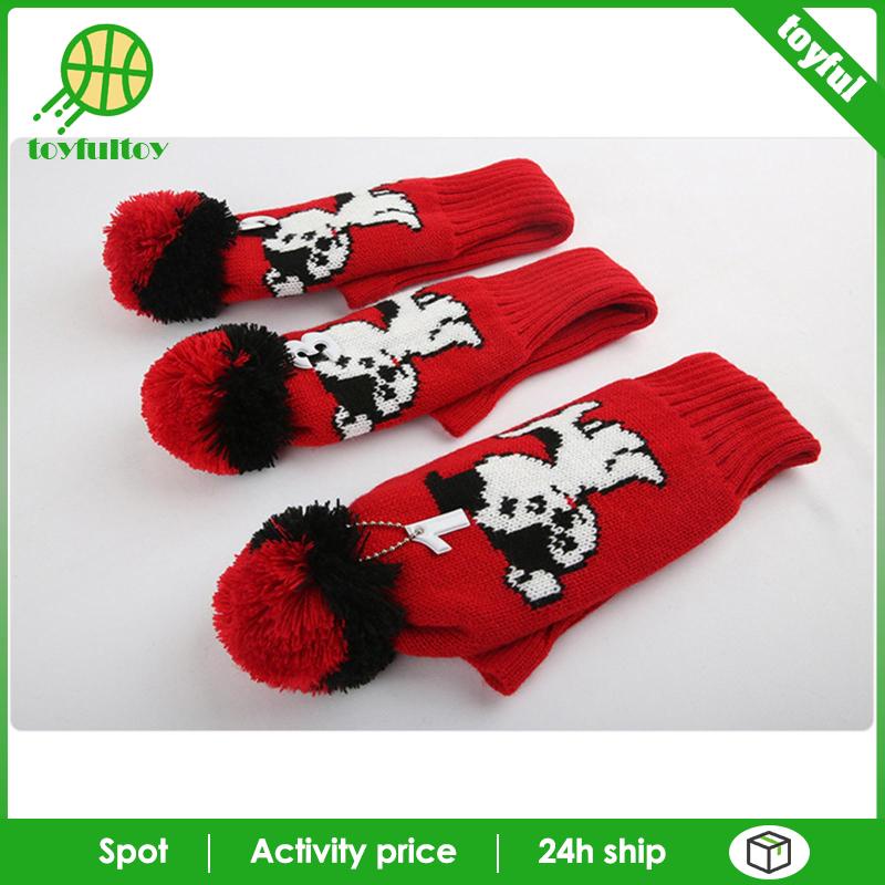 Set 3 Vỏ Bọc Đầu Gậy Đánh Golf Dệt Kim Mềm Mại Bảo Vệ Đầu