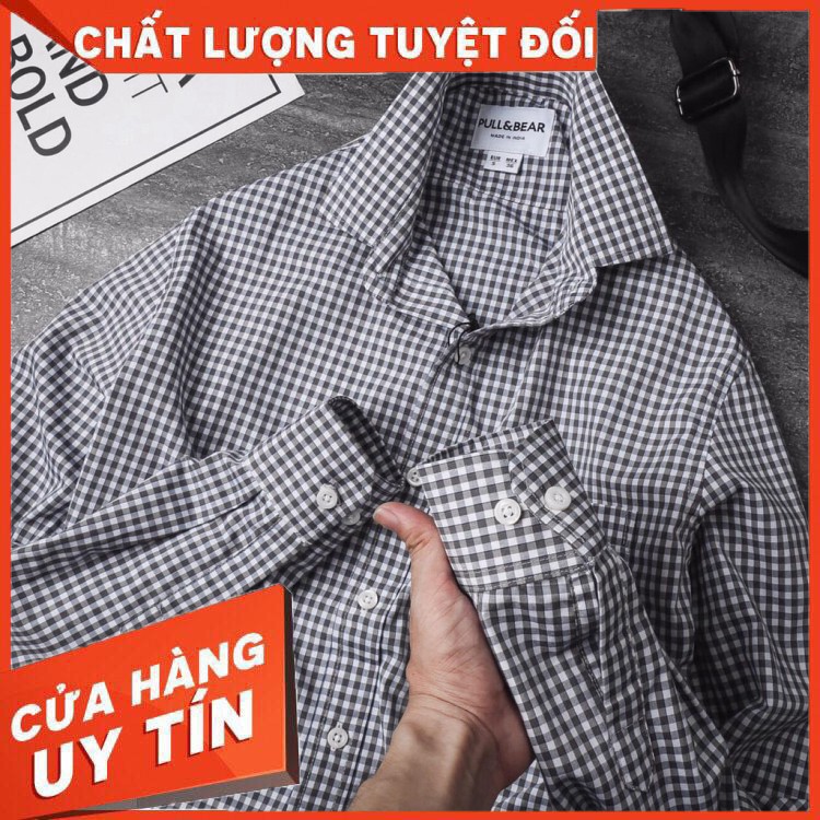 Áo Sơ Mi Nam Kẻ Caro 100% Cotton cap cấp phong Cách Trẻ Trung Năng Động Full&bear vnxk