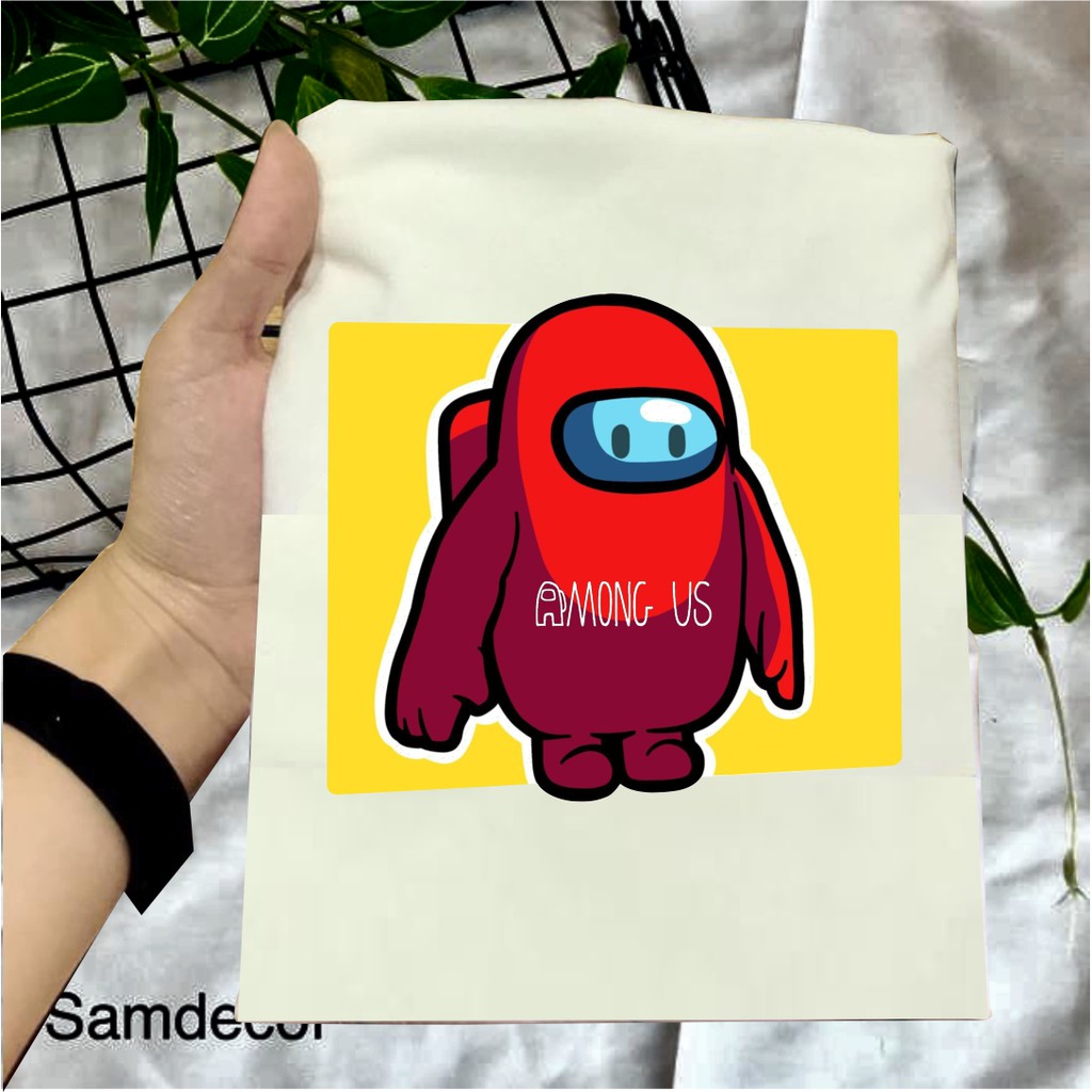 Áo thun in hình Amongus bé trai cổ tròn màu trắng siêu hot