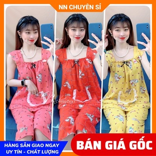 Đồ bộ nữ mặc nhà chất vải mềm mát in họa tiết dễ thương Đồ bộ kate lửng BKT151