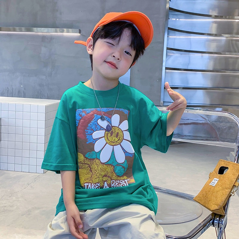Áo Thun Tay Ngắn Chất Liệu 100% Cotton Thời Trang Mùa Hè Cho Bé Trai