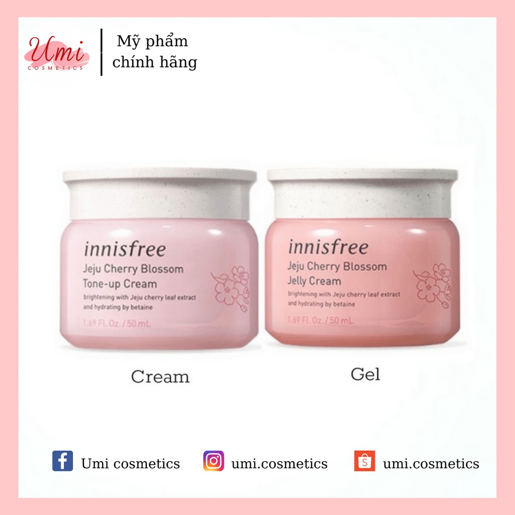 Kem dưỡng da innisfree - kem dưỡng trắng nâng tone da Jeju Cherry Blossom Tone Up Cream/Jelly cream