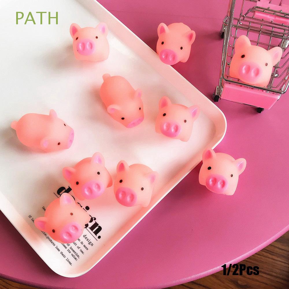 1/2Pcs Home Decoration Kids Christmas Gift Pink Cartoon Stress Reliever Soft Silicone Squeeze Pig