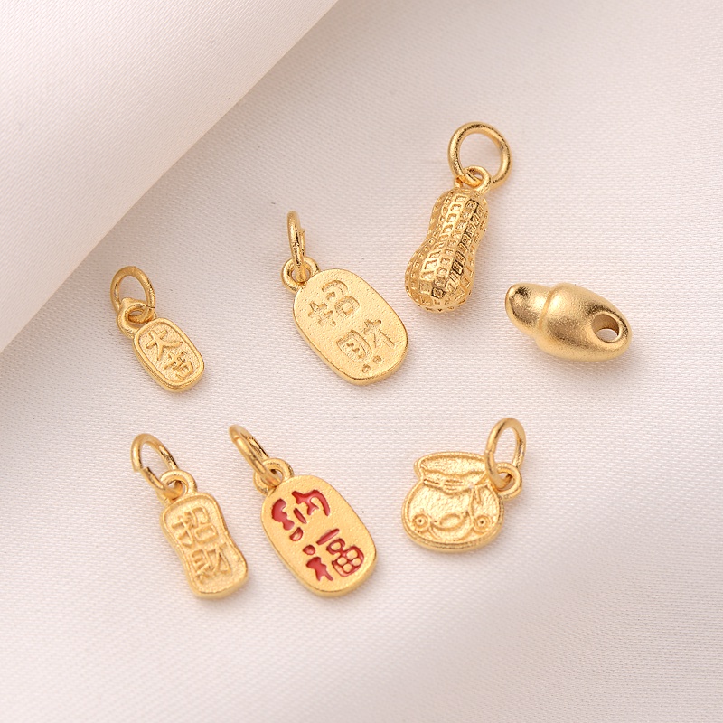 Mặt Dây Chuyền Hình Hạt Đậu Phộng Bằng Đồng Mạ Màu Sắc Thủ Công diy