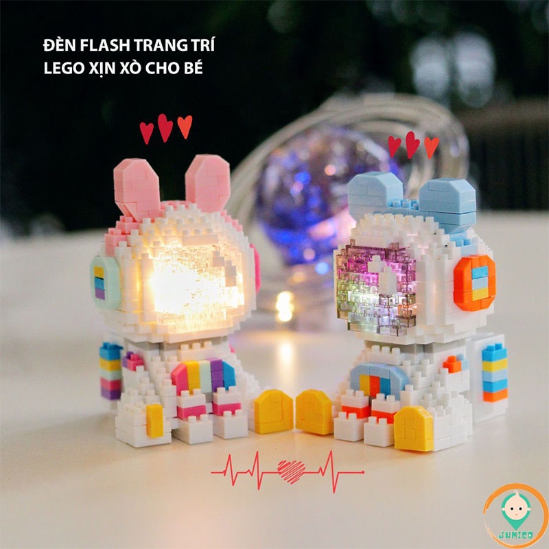 Đồ chơi lắp ghép mini mô hình lắp ráp phi hành gia có đèn phát sáng dễ thương cho bé E1123