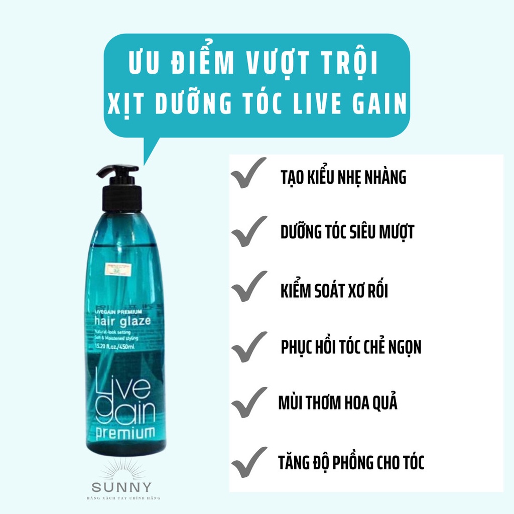 Gel tạo kiểu tóc xoăn Live Gain 450ml giữ nếp cả ngày, không gây bết dính, gel tạo kiểu tóc, chăm sóc tóc, gel livegain