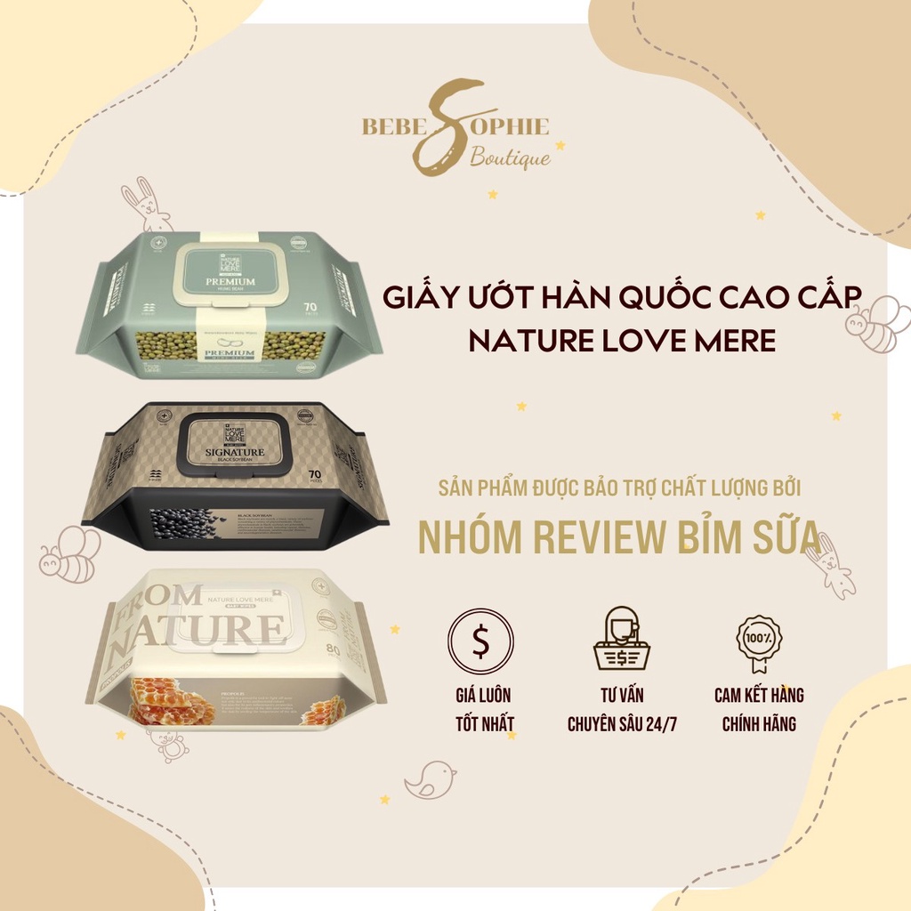 Giấy ướt Nature Love Mere bản cao cấp an toàn, lành tính cho em bé, size lớn 70 tờ