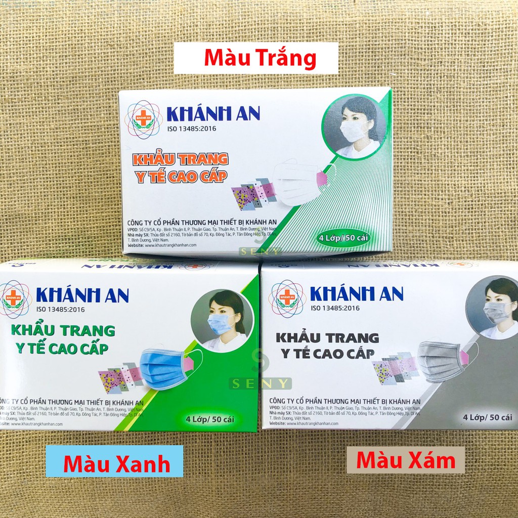 Khẩu trang kháng khuẩn 4 lớp Hộp 50 cái Khánh An K02