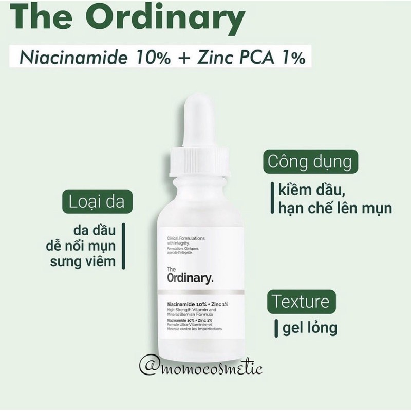 [Mã SKAMLTSM9 giảm 10% đơn 99K] [CÓ BILL] Serum The Ordinary NIACINAMIDE 10% + ZINC 1%