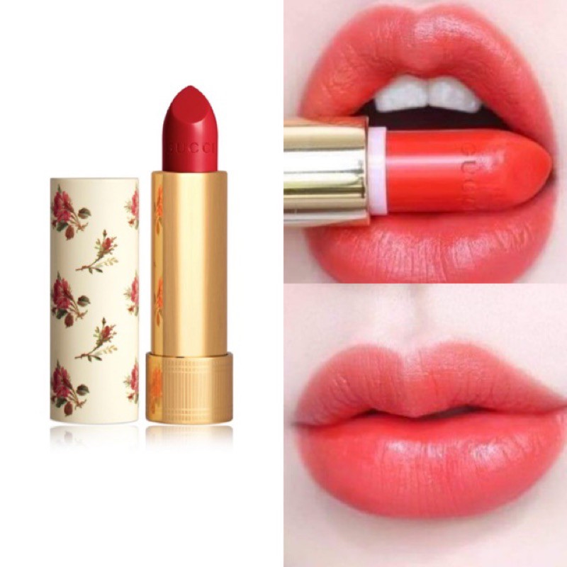 Son Gucci Rouge À Lèvres Voile Màu 500 Matte Odalie Red (Vỏ hoa) – Đỏ Cam