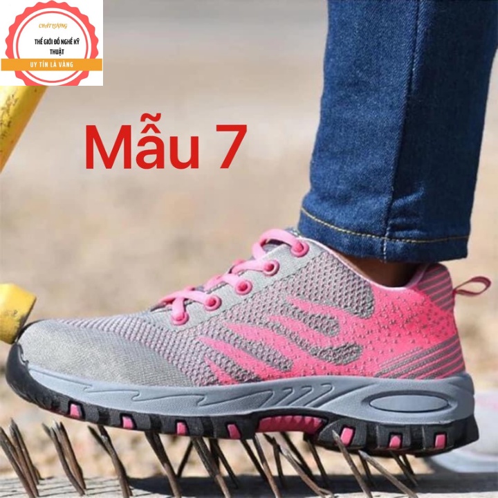 Giày Bảo Hộ Lao Động Nữ Thể Thao Siêu Bền Siêu Nhẹ Chống Đinh Thời Trang  Màu Hồng chống đinh chống va đập và chống tĩện