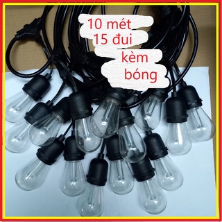 Bộ dây đui đèn trang trí ngoài trời 10 mét 15 đui