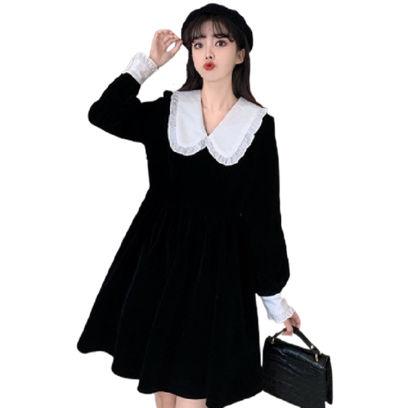 Đầm Đen Thời Trang Mùa Thu Hàn Quốc Thanh Lịch Cho Nữ