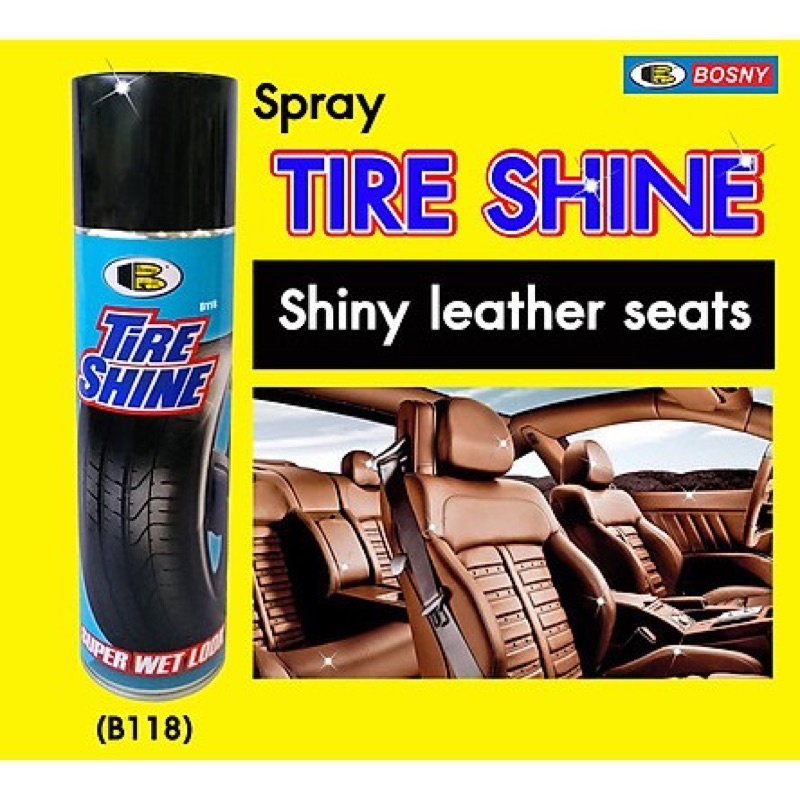 Chai xịt bóng lốp xe TIRE SHINE Bosny B118, xịt bóng vỏ xe, ghế ô tô ,bảo vệ lốp và yên