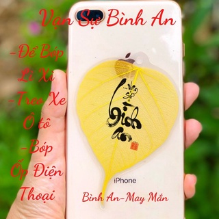 Lá Bồ Đề thư pháp chữ Vạn sự Bình an