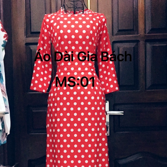 Áo dài chấm bi đỏ cô ba sài gòn cực đẹp sang choảnh sale 190/1 áo