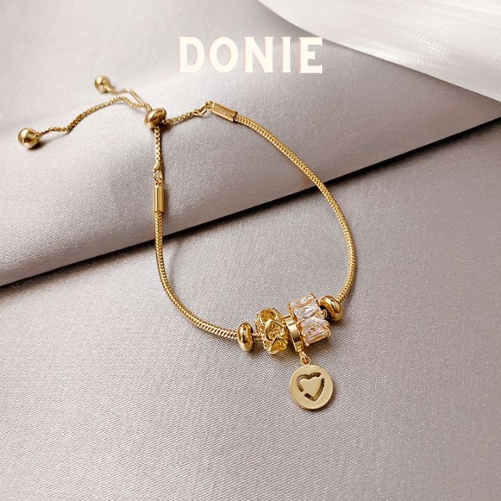 Vòng Tay Nữ, Lắc Tay Nữ Hạt Charm Trái Tim Dây Rút Dễ Điều Chỉnh Độ Rộng. | BigBuy360 - bigbuy360.vn