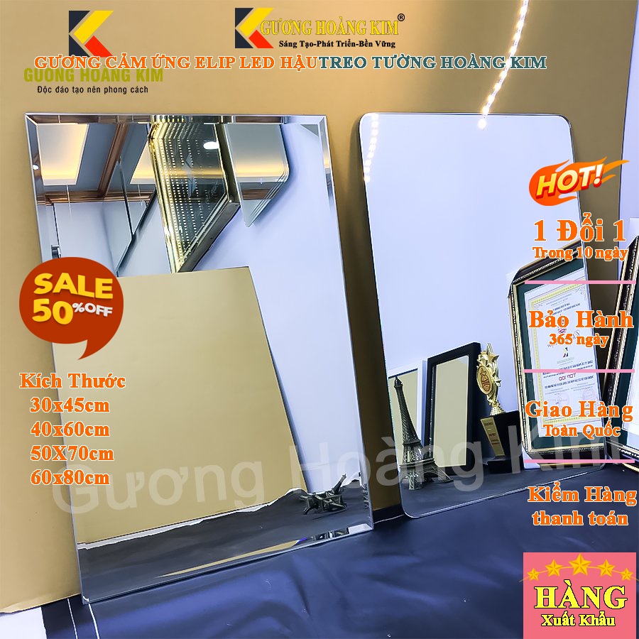 gương soi dán tường treo tường makeup trang điểm phòng tắm nhà wc giá rẻ kt 40x60cm- 60x80cm guonghoangkim mirror hk5002