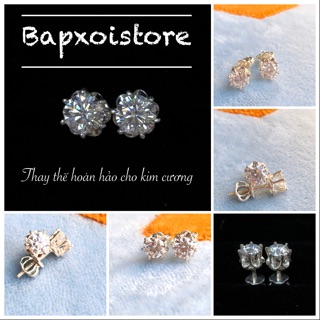 Bông tai Moissanite 4,5ly-5ly nước D TRẮNG NHẤT ĐẸP NHẤT kèm kiểm định tra khai sinh online