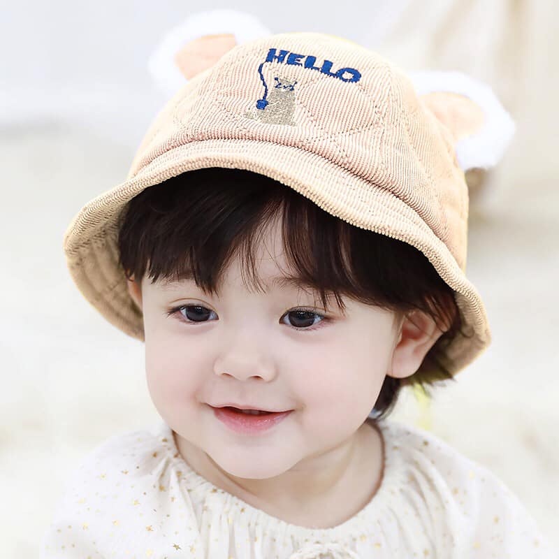 Mũ vành nhung cho bé trai bé gái mùa đông