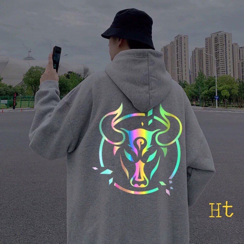 áo hoodie nỉ phản quang 7 màu in cung kim ngưu đầu trâu