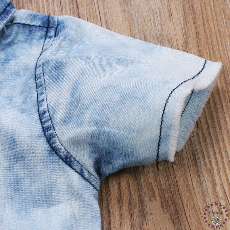 Áo Sơ Mi Denim Cài Nút Trước Thời Trang Cho Bé Trai