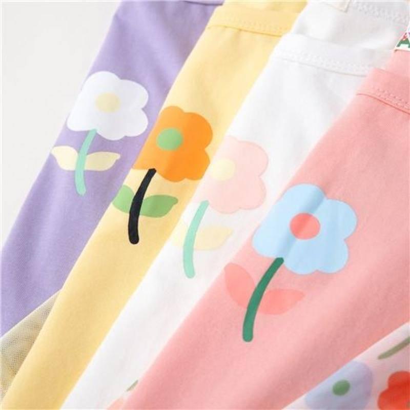 Áo thun tay dài hai lớp dáng rộng mỏng nhẹ phong cách màu hè Hàn Quốc cho bé gái