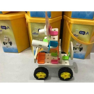 HỘP ĐỒ CHƠI XẾP HÌNH BẰNG GỖ- QUÀ TẶNG TỪ SỮA ENFA [màu vàng]
