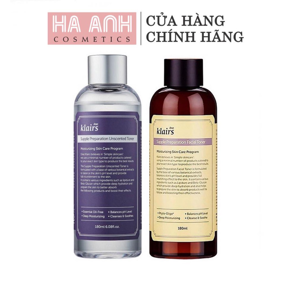 Nước hoa hồng cho da bị tổn thương, da dễ nhạy cảm Klairs Supple Preparation Unscented Toner