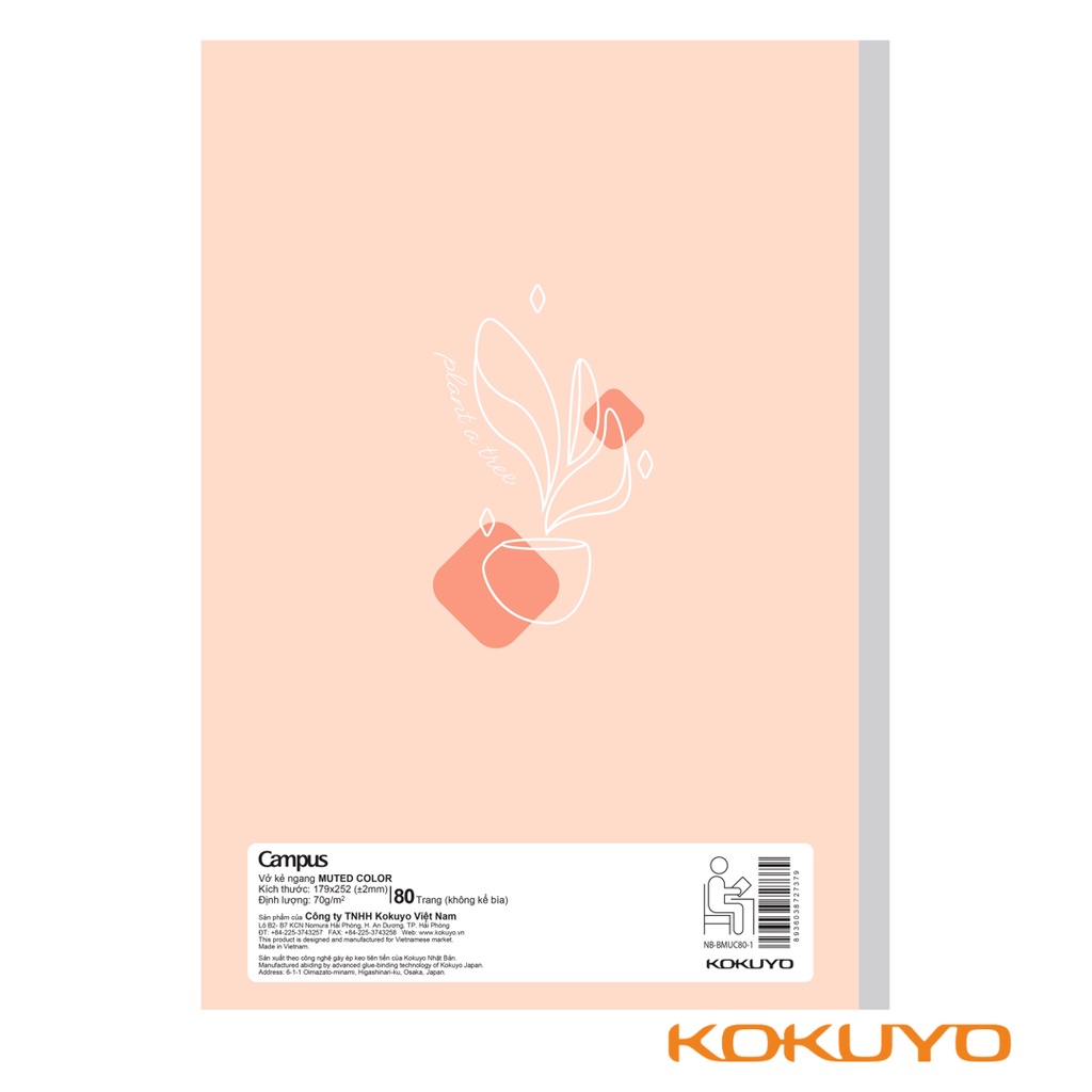 Tập Vở Kẻ Ngang Campus Muted Color B5 80 Trang Chính Hãng Cây Đầu To
