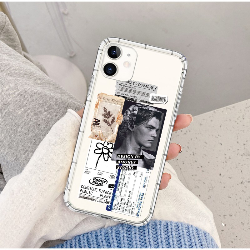 Ốp Điện Thoại Mềm Trong Suốt In Hình Nhãn Dán Thời Trang Cho iphone 12 mini 13 pro max x xs max xr 11 14 pro max 6s 7 8 plus