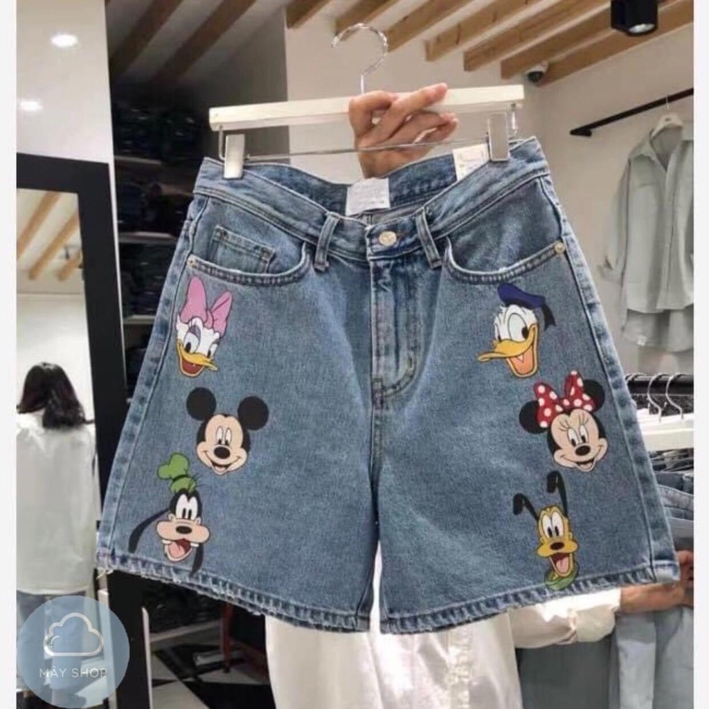 [SET ĐỒ BỘ] Set Trang Phục Nữ, Set Đồ Nữ Áo Phông Trắng+ Quần Jeans Hình Hoạt Hình_Năng Động | BigBuy360 - bigbuy360.vn