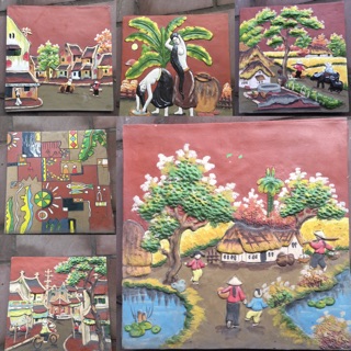 Tranh gốm Bát Tràng GIÁ RẺ 34x34