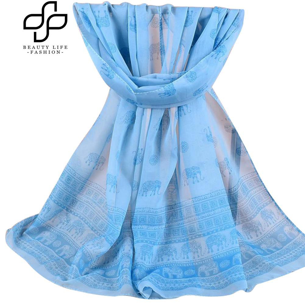 Khăn choàng cổ voan in hoạ tiết voi