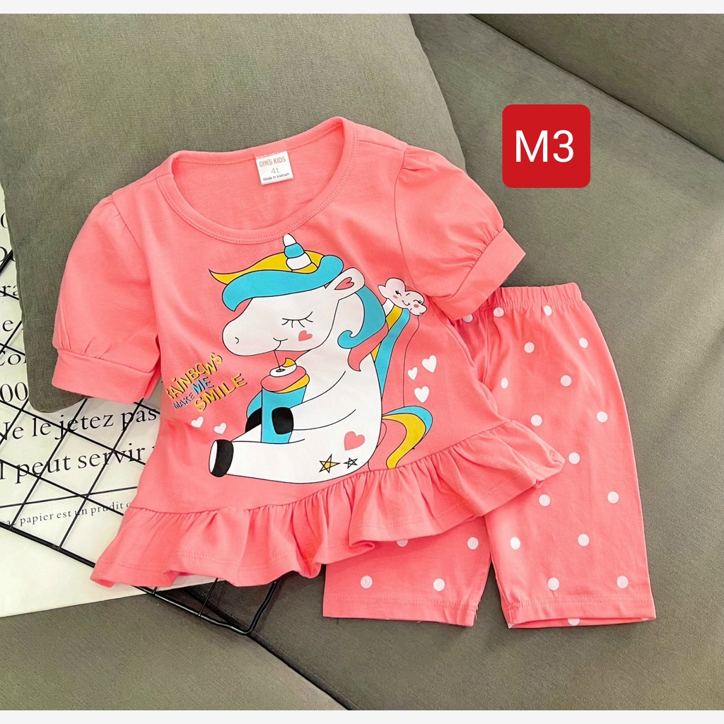 GBL47 Bộ lửng cotton màu 4 chiều cho bé gái size đại 40kg  hút mồ hôi - Bộ quần áo bé gái GIÁ RẺ