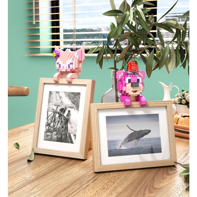 Mô Hình Lắp Ráp Lego Mini Nhân Vật Hoạt Hình Thanh Gươm Diệt Quỷ - Cáo Lina - Gấu Dâu Losto 3D Gài Máy Tính