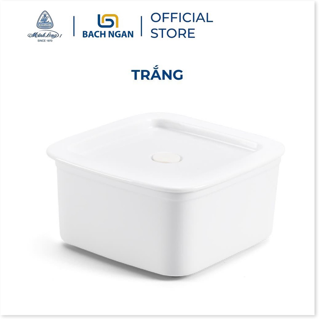 Hộp đựng thức ăn bằng sứ 15 cm - Màu trắng Minh Long, có nắp đậy, đựng thực phẩm, trái cây rất tiện lợi, giữ nhiệt tốt
